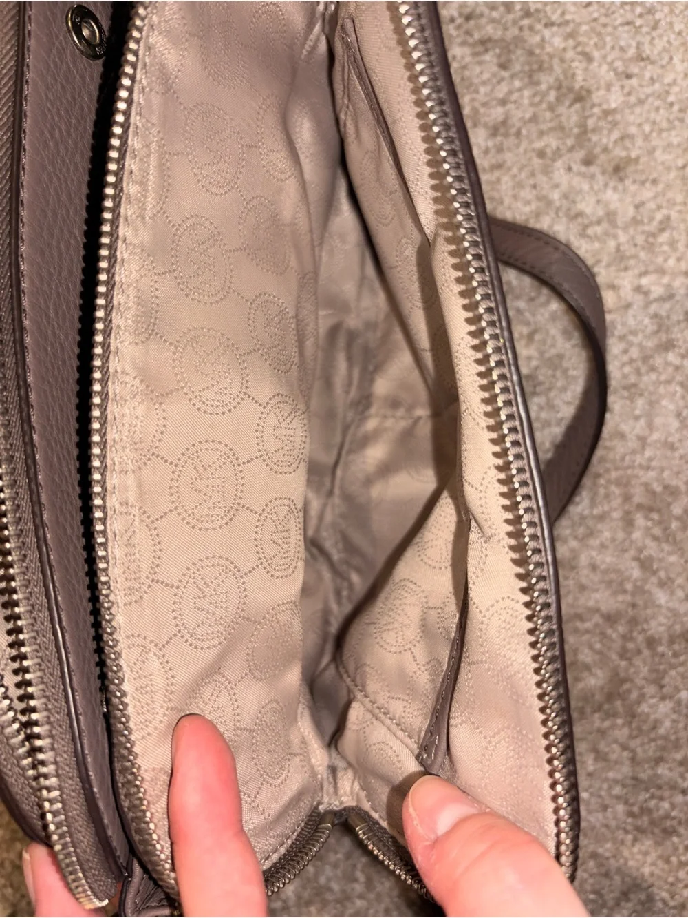 Michael Kors Taupe Leather Cross Body Purse
